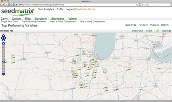 Exporting a report or viewing it on a map in the SeedMatrix application